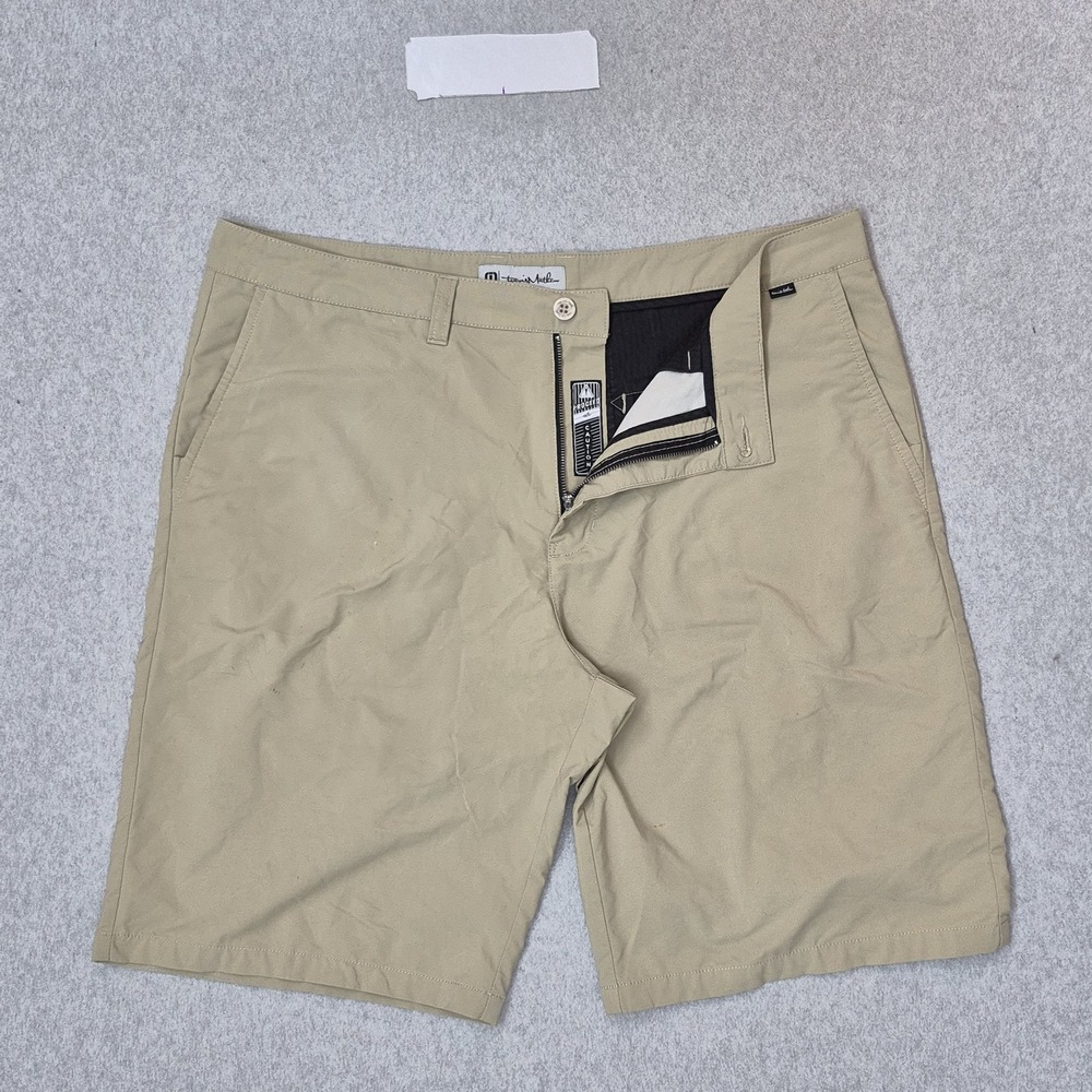 Travismathew Men Shorts 38 Khaki Nylon Polyester Chino Twill 73031-00 Golf
